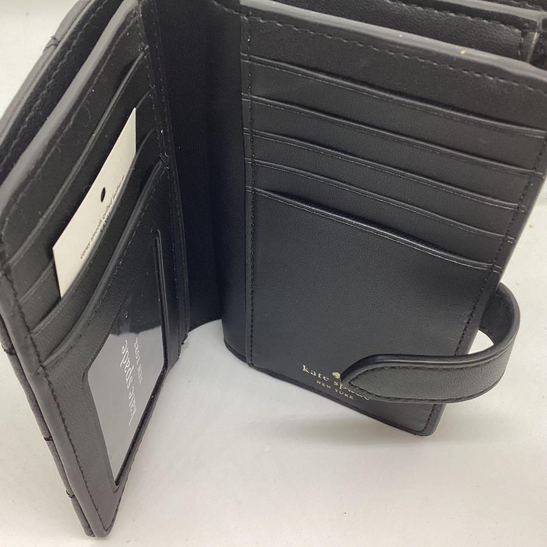 kate spade ブラック 二つ折り財布　キルティング加工