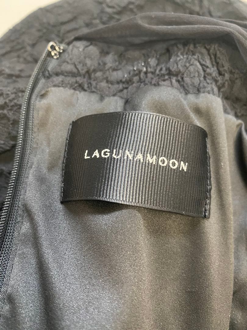 ラグナムーン　ペプラム オールインワン　黒 ドレス　結婚式 パーティドレス