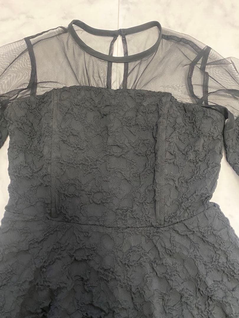 ラグナムーン　ペプラム オールインワン　黒 ドレス　結婚式 パーティドレス