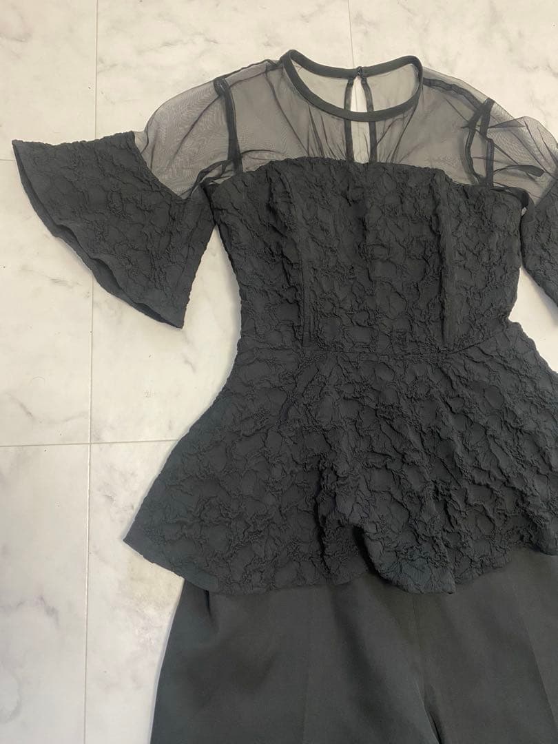 ラグナムーン　ペプラム オールインワン　黒 ドレス　結婚式 パーティドレス