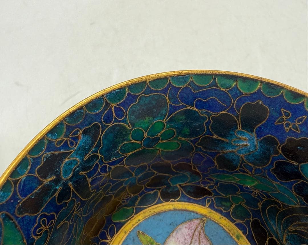 中国　七宝焼　三多紋　杯　台付　送料込み251224