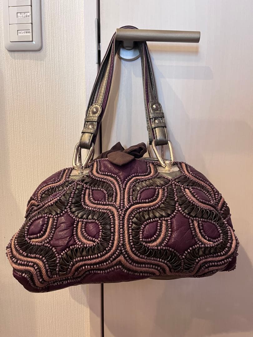 JAMIN PUECH パープルハンドバッグ