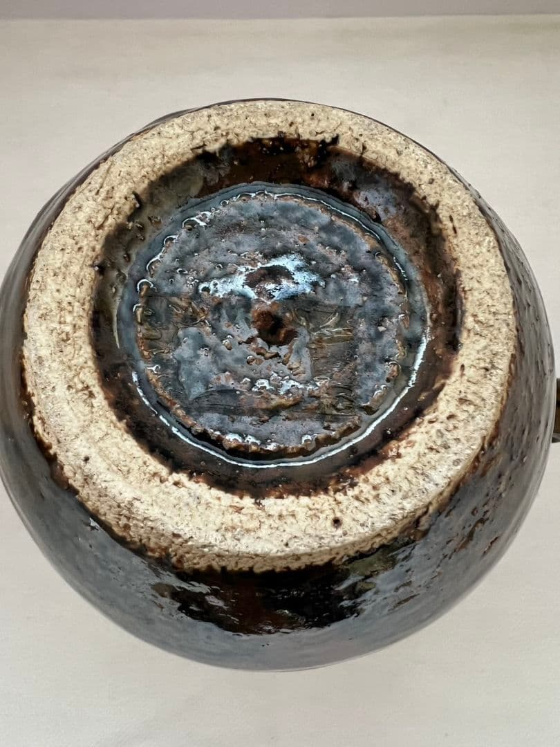 鉄釉双耳壺 (花瓶) 河井久 (師 河井寛次郎)