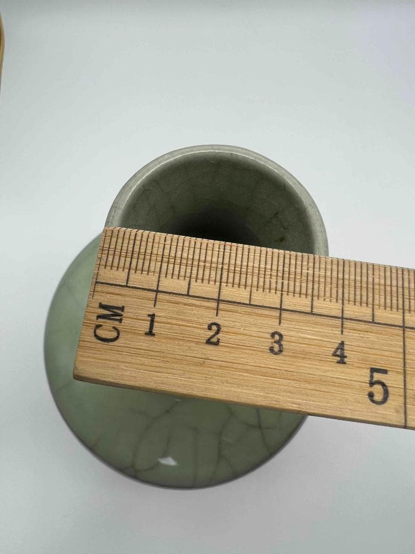 南宋～元時代　青磁貫入花瓶　汝官窯　龍泉窯　花入　茶道具(E-78)