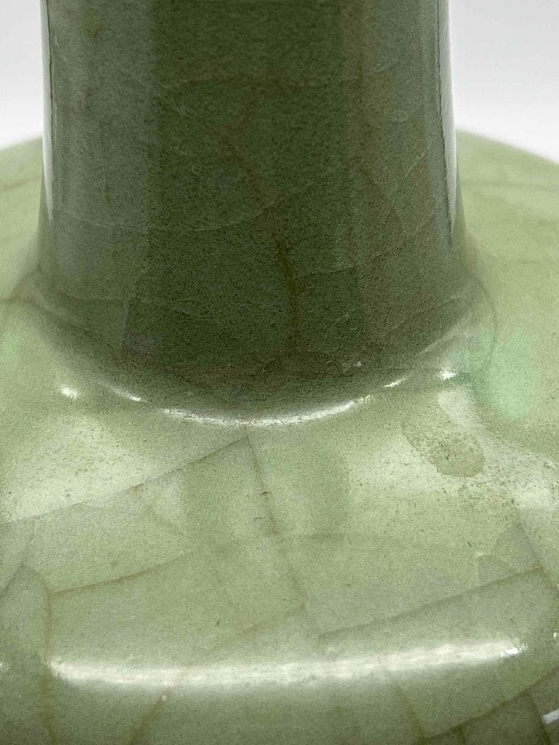 南宋～元時代　青磁貫入花瓶　汝官窯　龍泉窯　花入　茶道具(E-78)