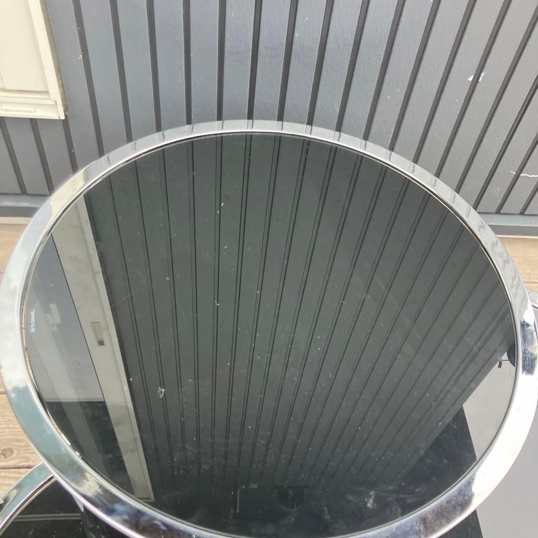 北欧レトロ ミッドセンチュリー 4段ラウンドテーブル ガラスサイドテーブル 黒