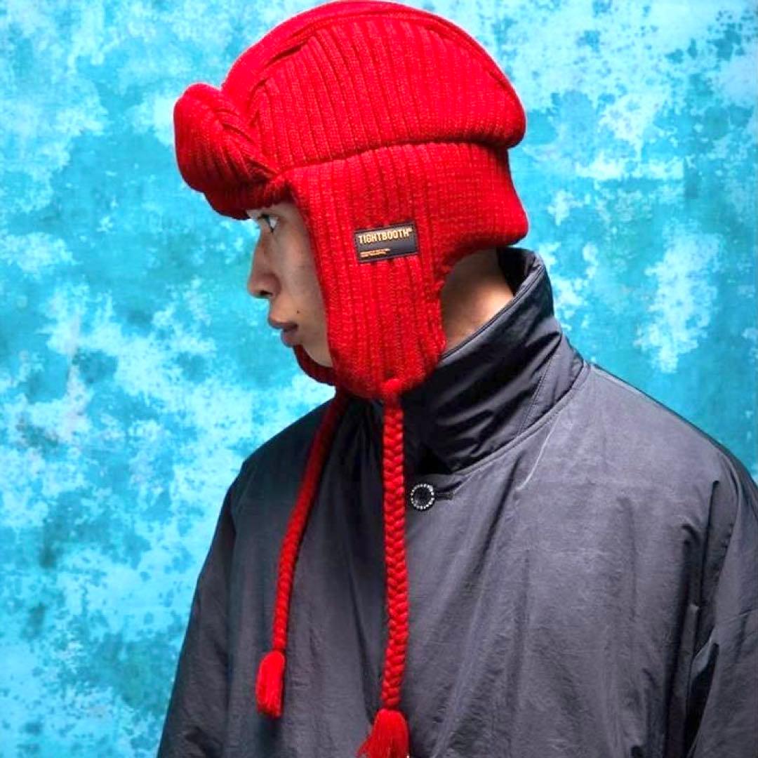 極美品✨TIGHTBOOTH タイトブース ボンバービーニー ニット帽 レッド