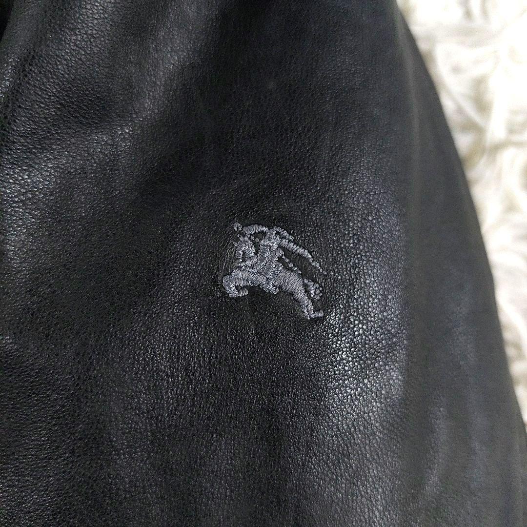 バーバリーブラックレーベル ラムレザーホースロゴ ノバチェックシングルライダース