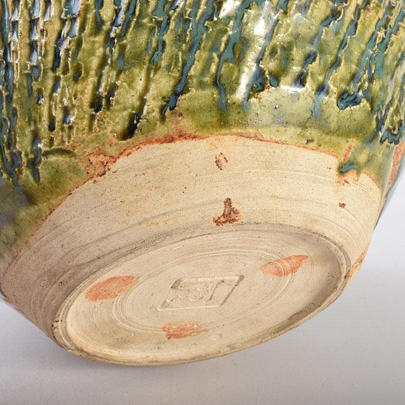 織部焼　加藤重高作　たたき出し　鉢　仕覆付　共布共箱　C　7000