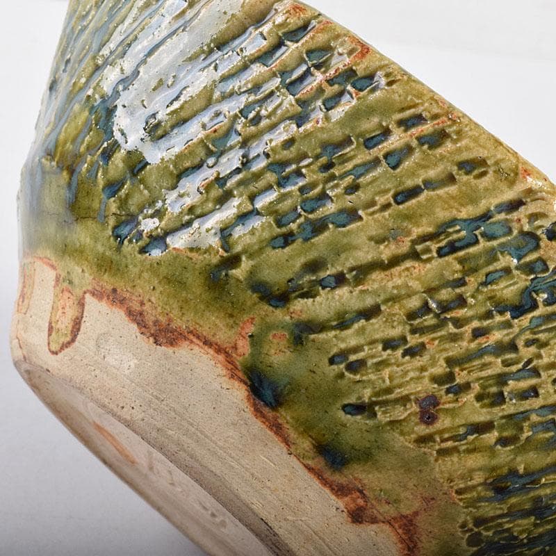 織部焼　加藤重高作　たたき出し　鉢　仕覆付　共布共箱　C　7000