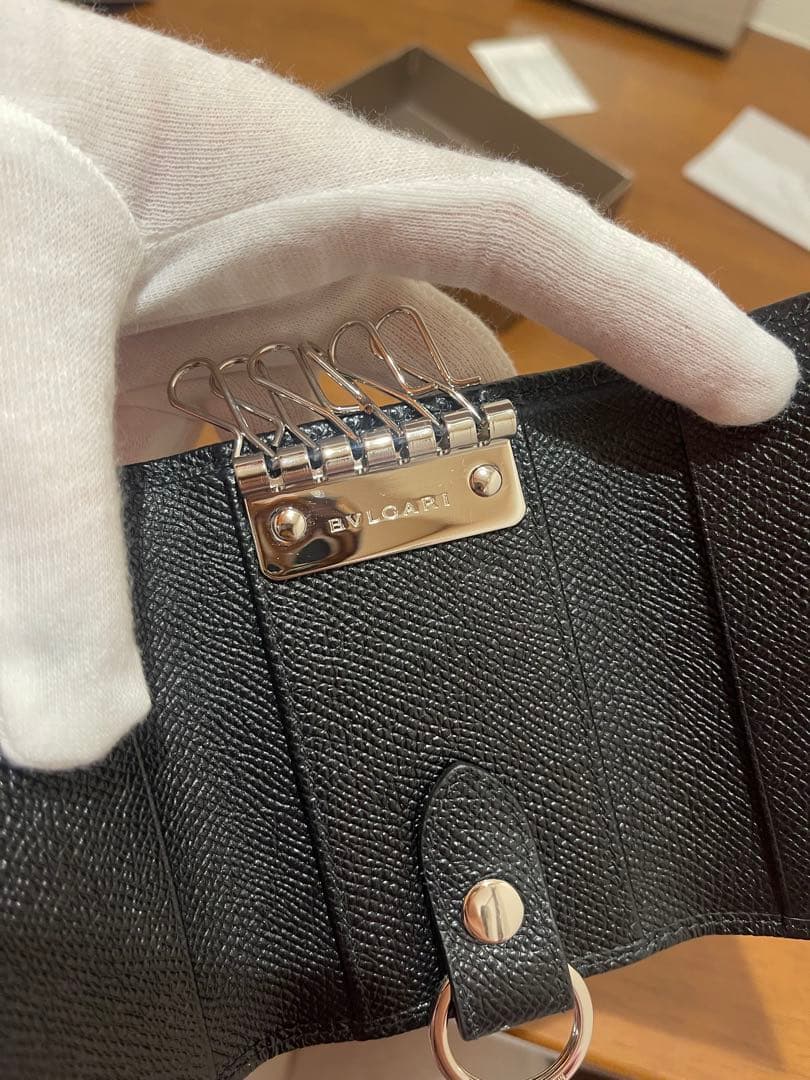 新品　ブルガリ 革 6本 グレインレザー スモールキーホルダー