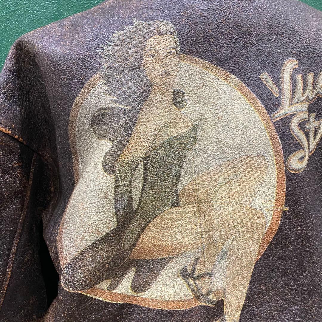 d*3様 希少 アヴィレックス レザージャケット　ピンナップガール 90s ビン