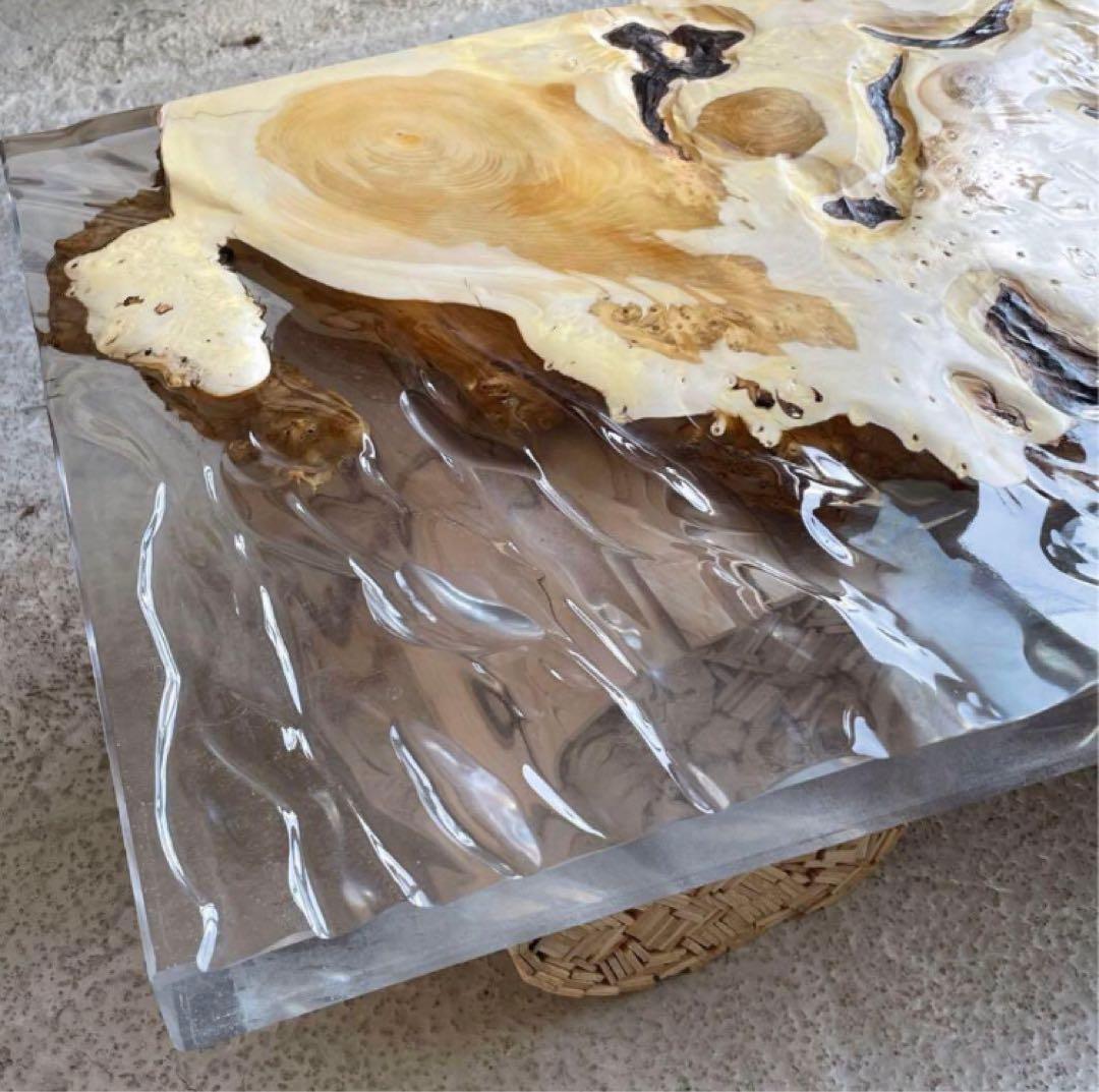 【♡YURIA♡】レジンテーブル 一点物 銀杏 クリスタル ハンドメイド