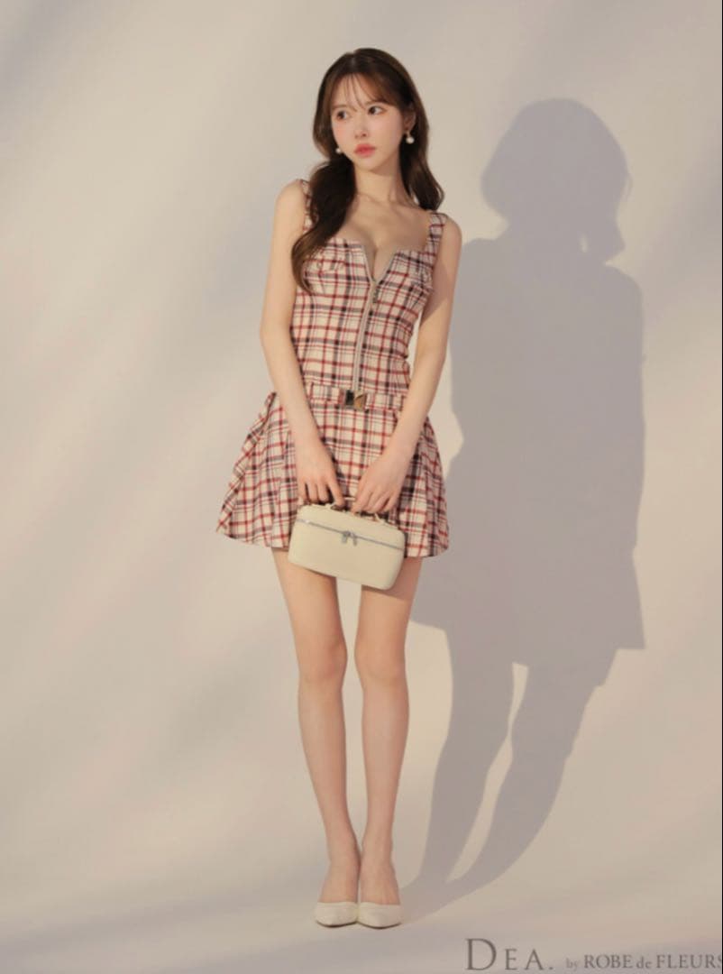 ROBE de FLEURS チェック キャバドレス XS