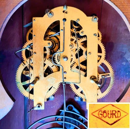 〈珍品・完動美品〉帝国時計工業重工舎　底面楕円ガラスゼンマイ振り子時計　古時計