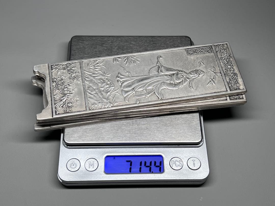 中国美術　四大美女4枚セット　文鎮　金属工芸　浮彫　刻印あり　厚重　コレクション