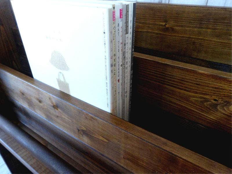 ハンドメイド 雑誌＆絵本ラック (ダークチーク色)