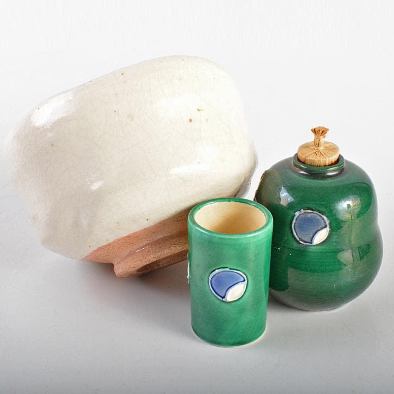 茶道具　利休茶箱　色絵猪文茶碗　振出など　六点　一式　M　R7071