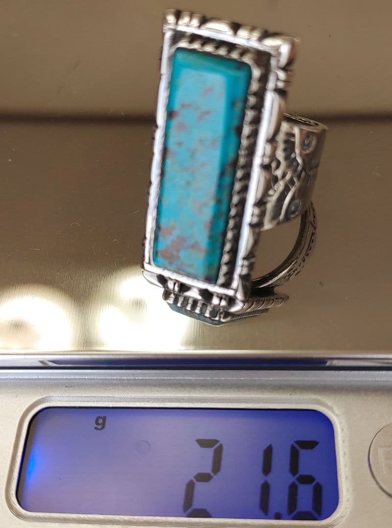 天然ターコイズ　シルバー　silver925 ハンドメイド　リング　19.5号