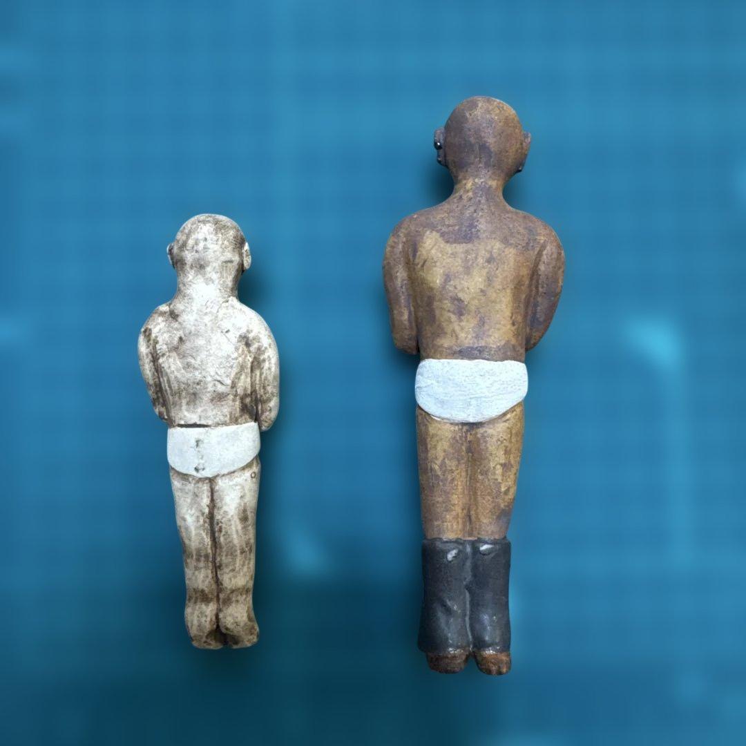 陶芸像 祈りのポーズ 2体セット