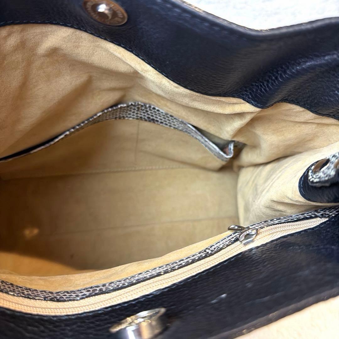 【極美品・JRA認定】リザードレザー ハンドバッグ トカゲ革 日本製 191