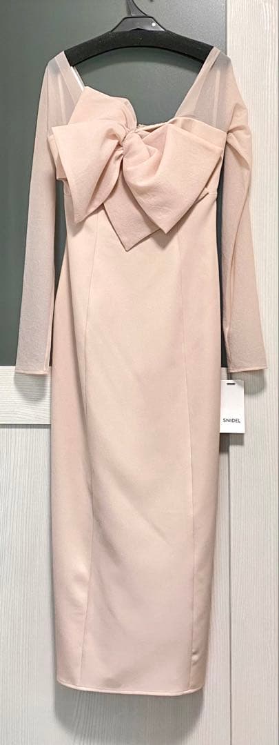 snidel スナイデル オフショルリボンドレス PBEG ピンクベージュ