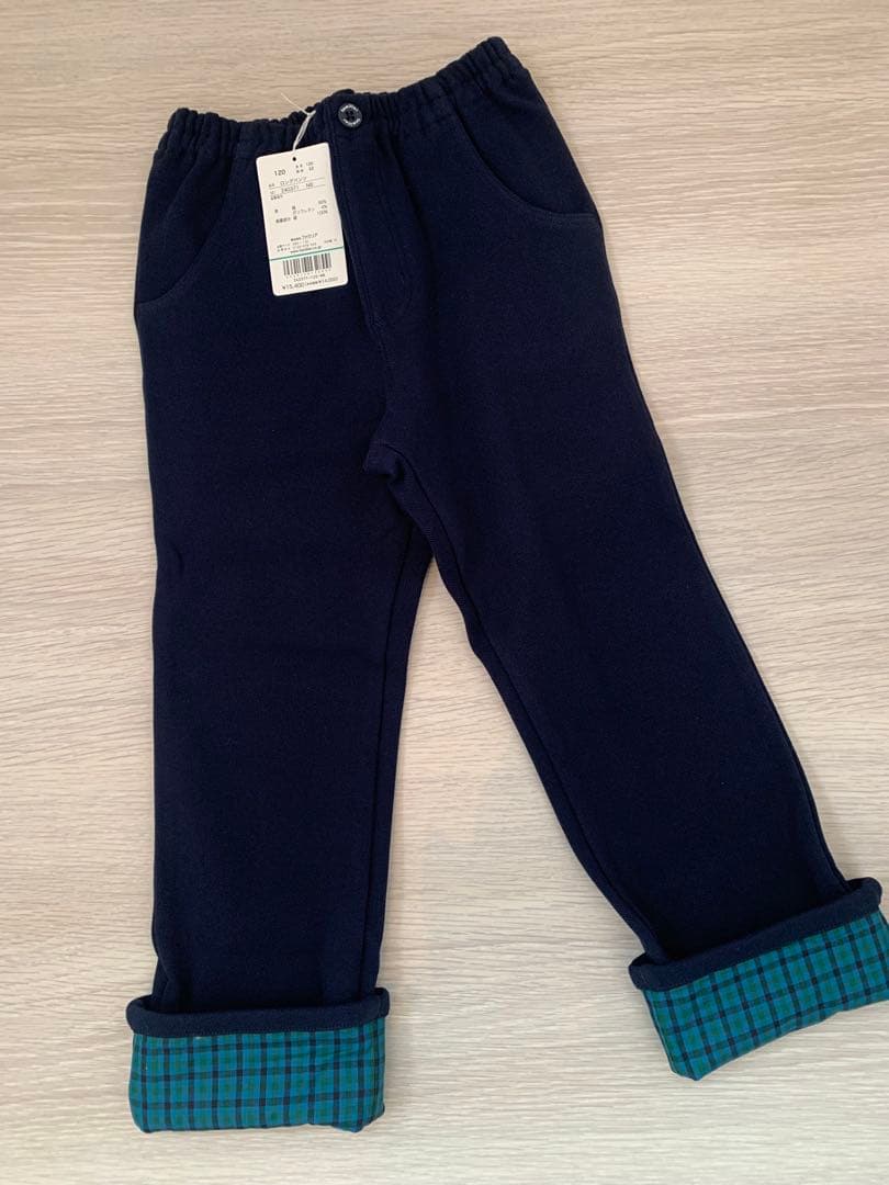 familiar ファミリア ネイビー チェック 長ズボン 120 新品未使用