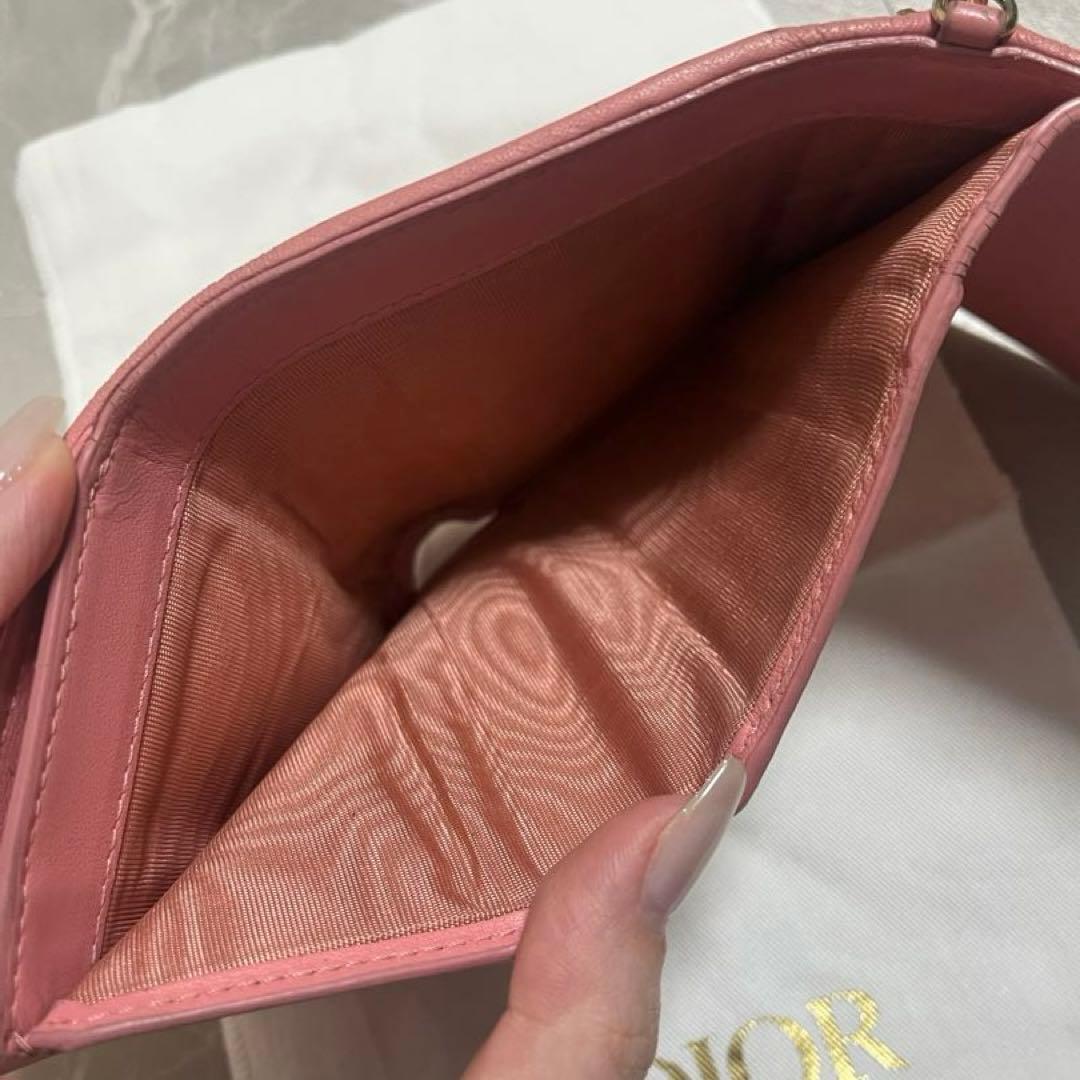 【1/3限定値下げ】即購入◎Dior ピンク キルティング 三つ折り財布