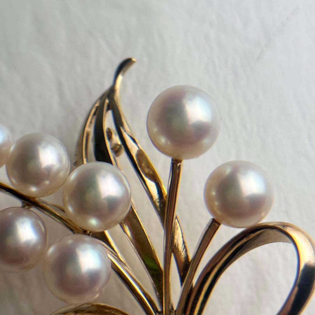 ☆美品☆ミキモト　K14 パール　ブローチ　花束デザイン　皇室御用達ブランド