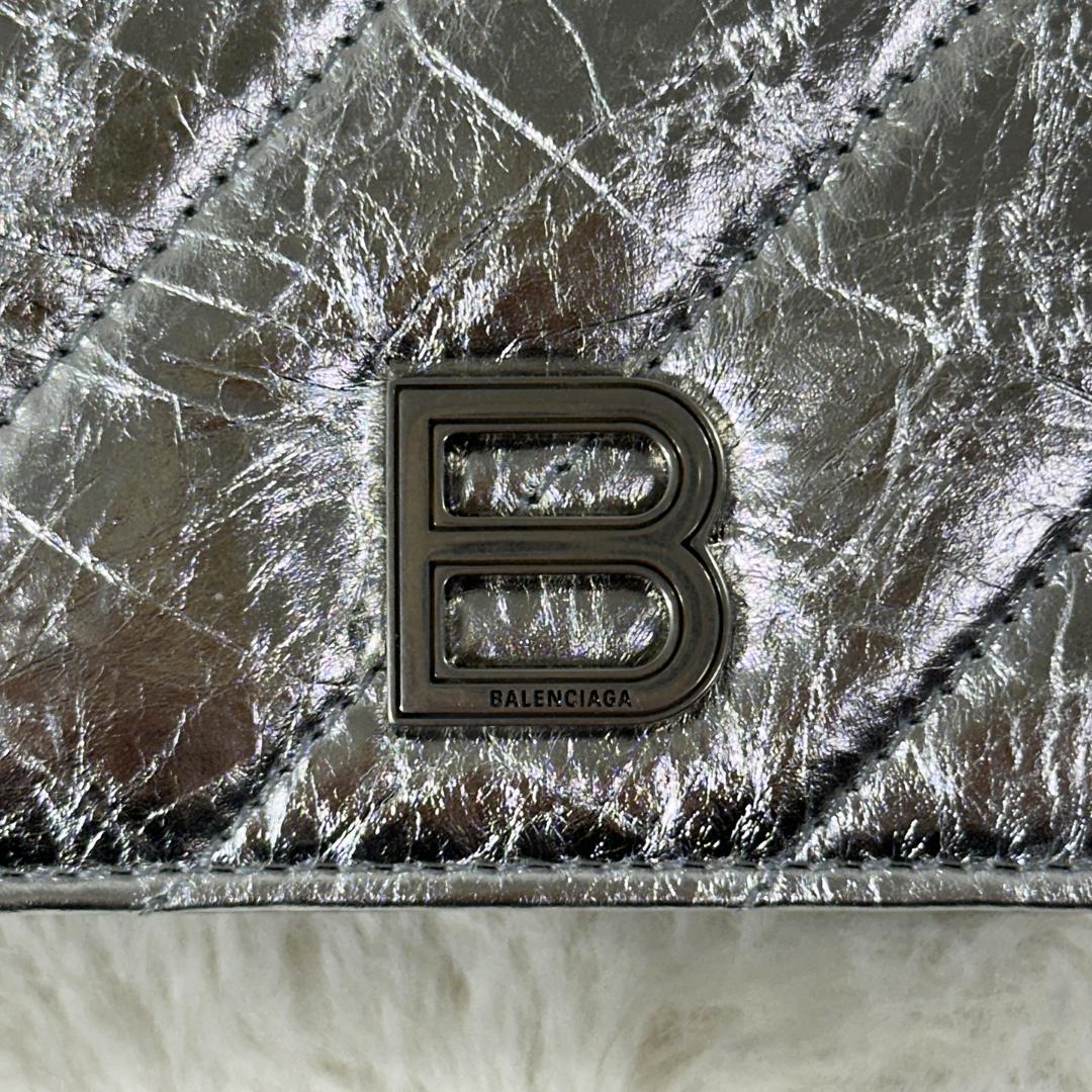 BALENCIAGA クラッシュ 二つ折財布 シルバー 箱付き