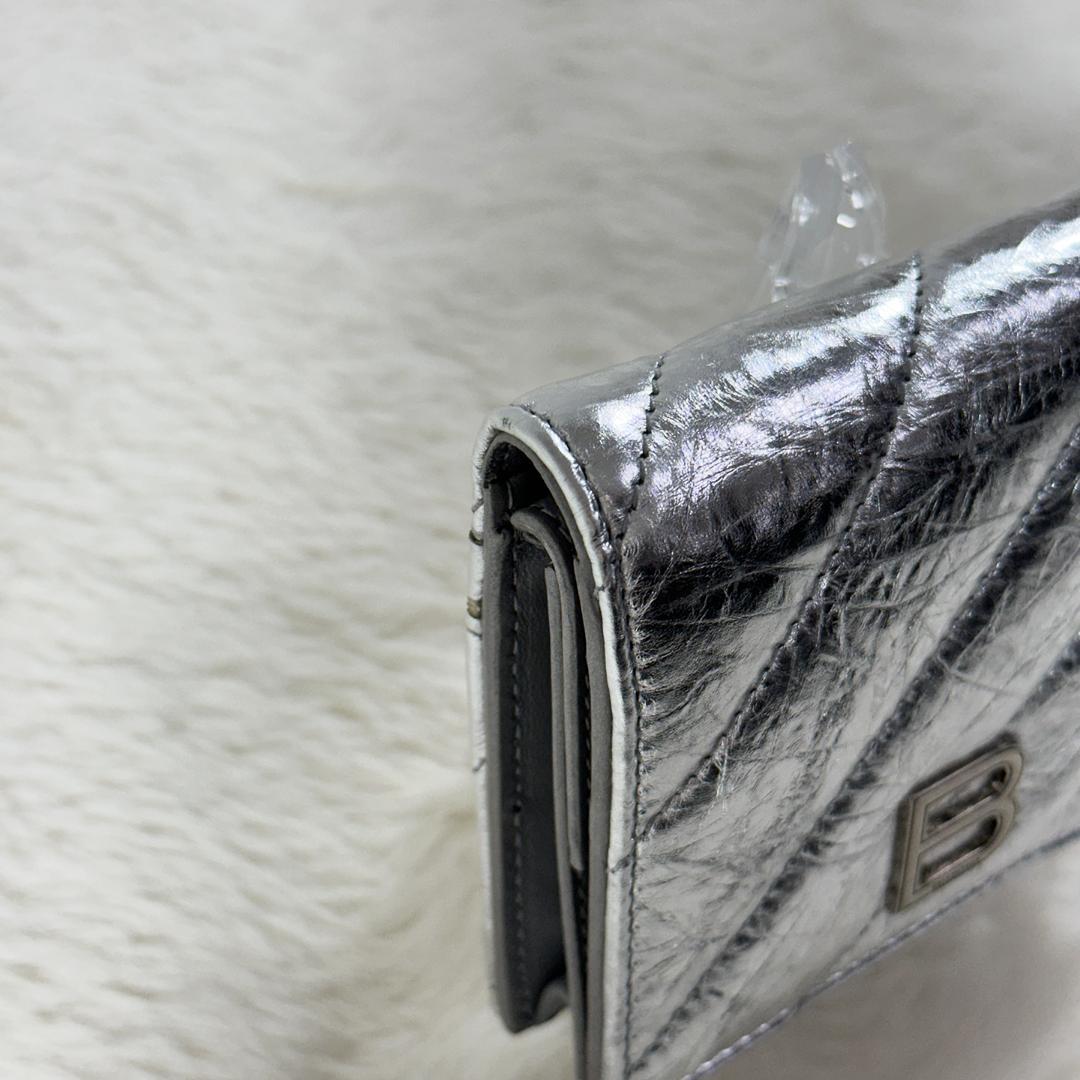 BALENCIAGA クラッシュ 二つ折財布 シルバー 箱付き