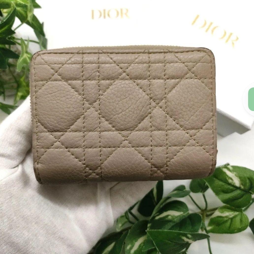 ディオール　折り財布　アカシアスウォレット　カナージュ　カロ　ベージュ