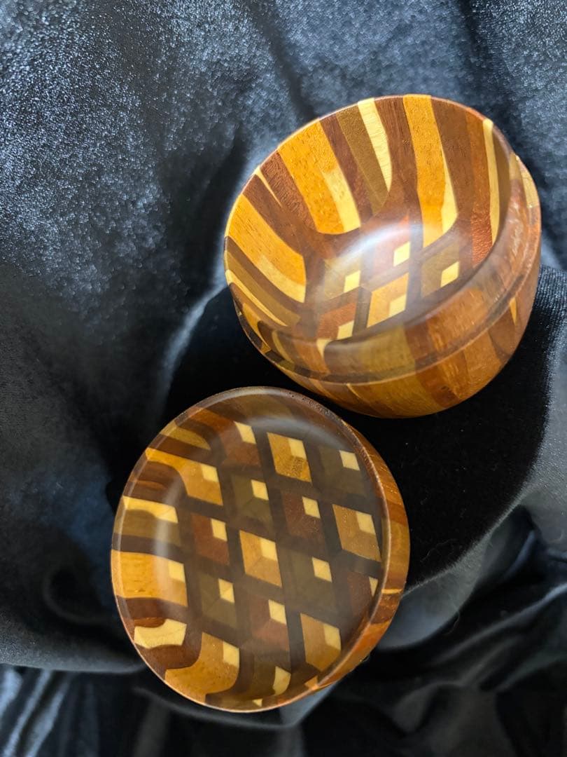 寄木細工 箱根細工 棗 無垢 なつめ 茶入れ 茶道具 茶筒直径6cm×高6cm