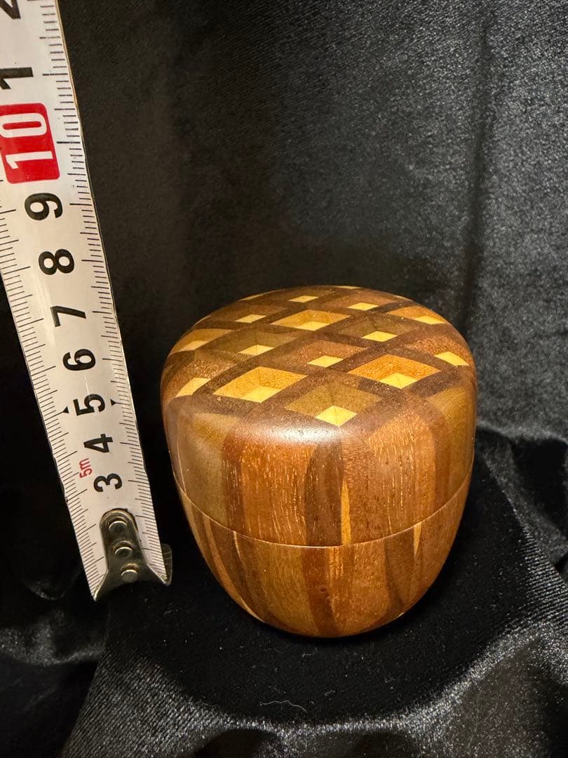 寄木細工 箱根細工 棗 無垢 なつめ 茶入れ 茶道具 茶筒直径6cm×高6cm