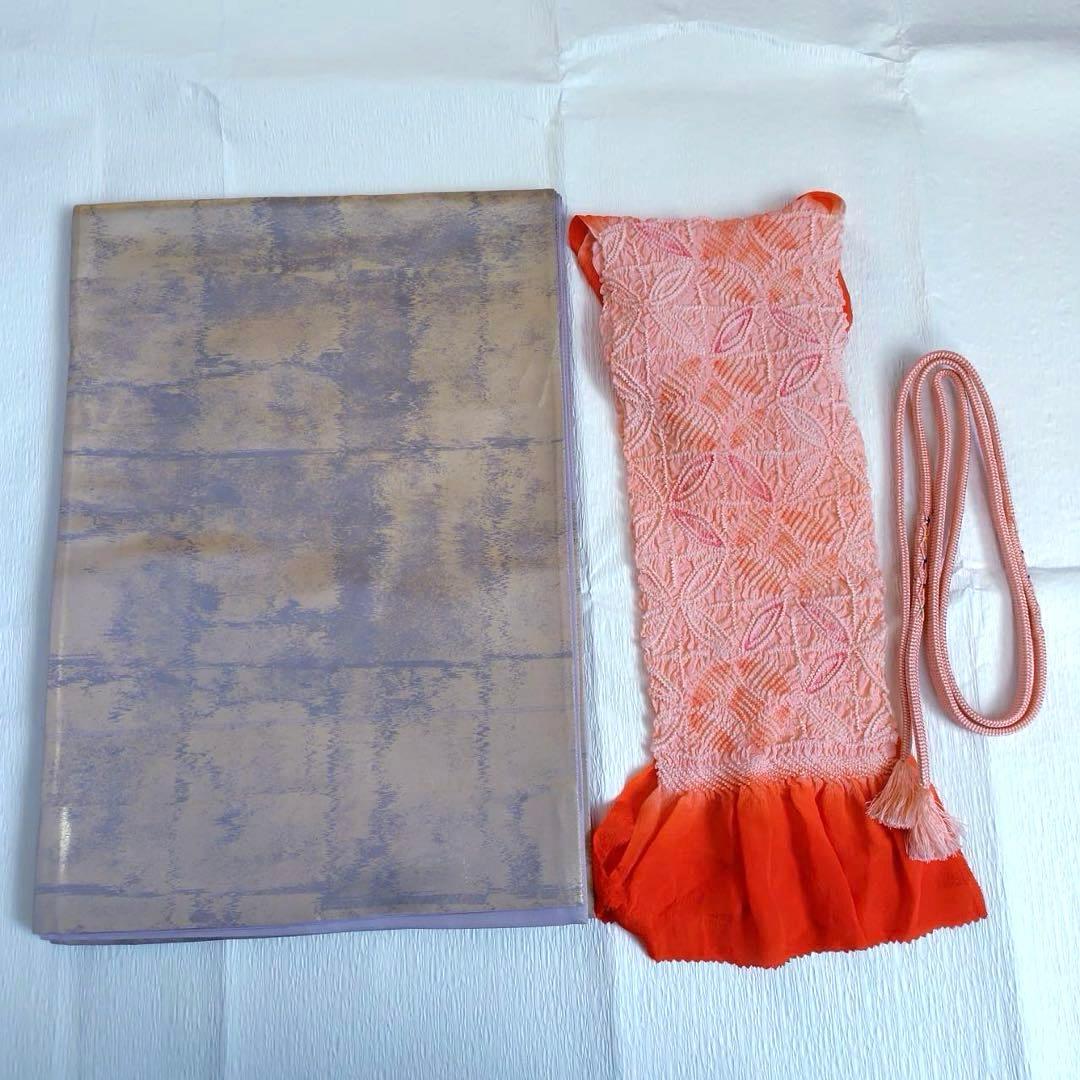 未使用近い　美品　袷　高級化繊　辻が花　小紋　フルセット