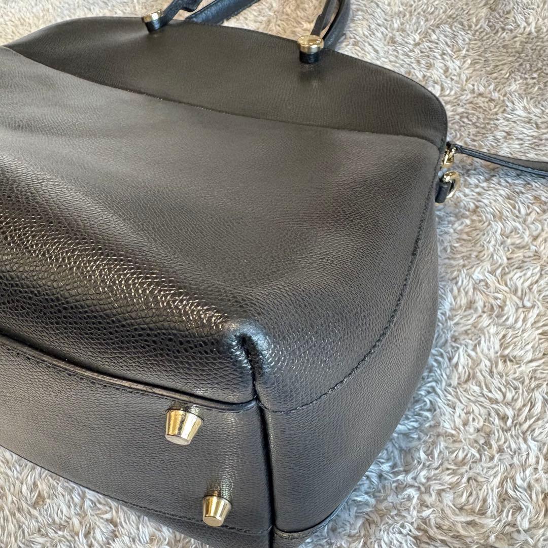 ◎美品◎ FURLA PIPER フルラ パイパー ブラックレザー ハンドバッグ