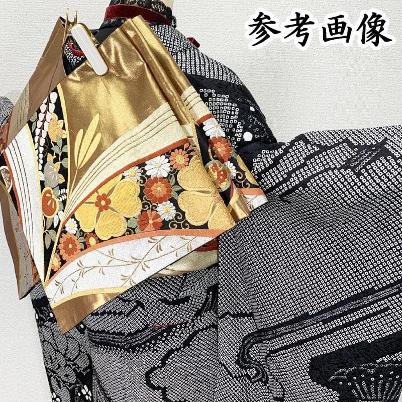 504z3☆鈴乃屋 振袖 総絞り 身幅広め 古典柄 黒☆美品 成人式 結婚式