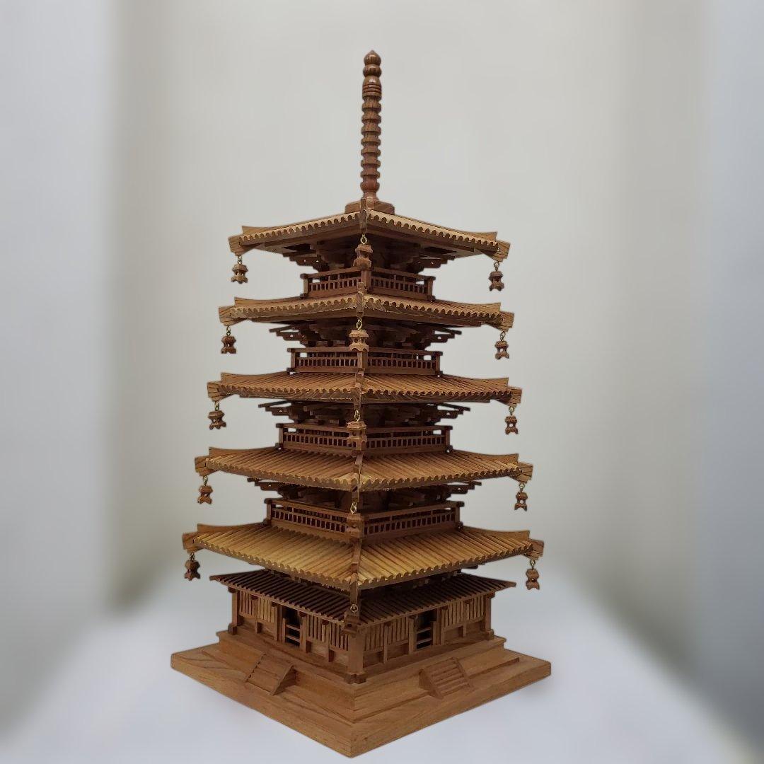 Ｂフライデー　希少ケヤキ材 五重塔★総高さ 約49cm