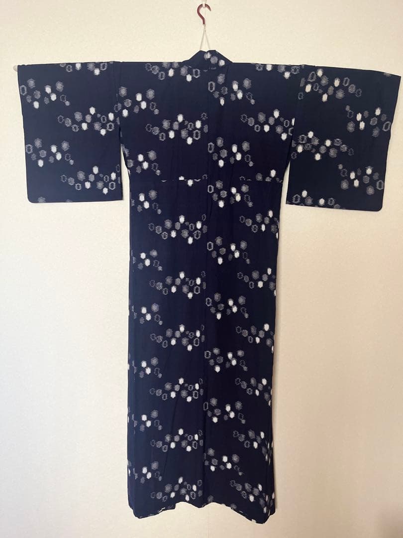 【お値下げ】訳あり★単衣久留米絣★牡丹雪柄★トールサイズ