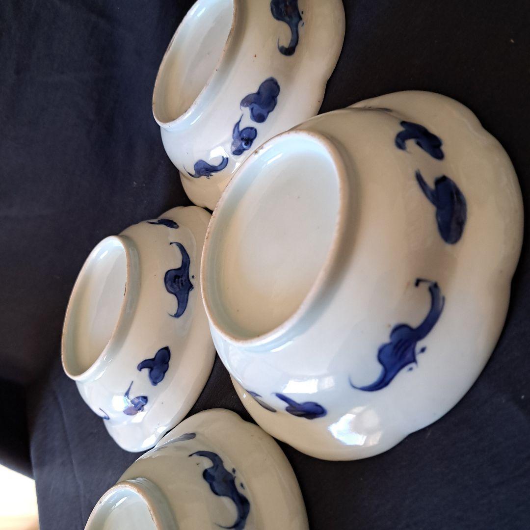 金彩の「花唐草」と向き合ってる「蝶」！古伊万里 皿 4客セット 骨董アンティーク