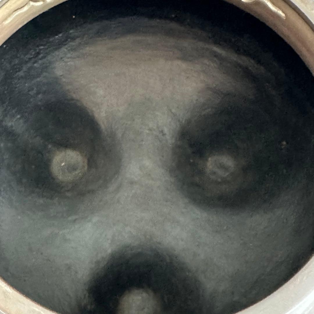 茶道具　切掛　鬼面風炉　南鐐摘　霰地紋釜添え　高橋敬典　菊地政光　未使用　茶釜