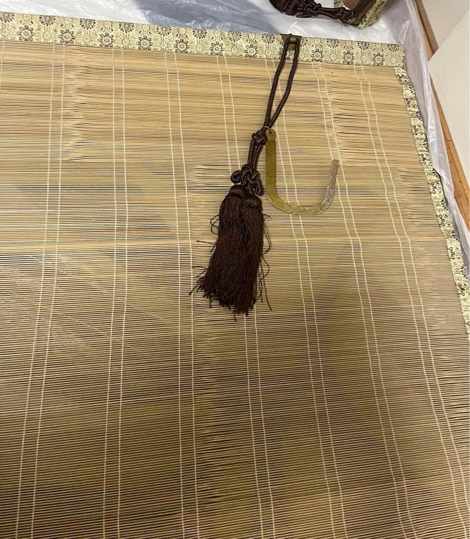 簾　御座敷すだれ　房・金具付 横88.5㎝ 縦165㎝　2点セット 茶道具 御簾
