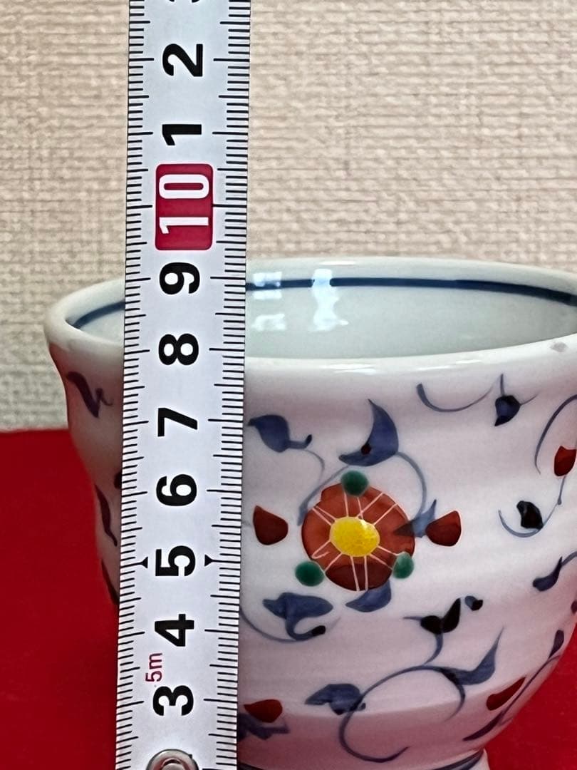 泰山 四代 武腰潤 草花唐草 茶碗 碗 K319 共箱・共布・陶歴付き