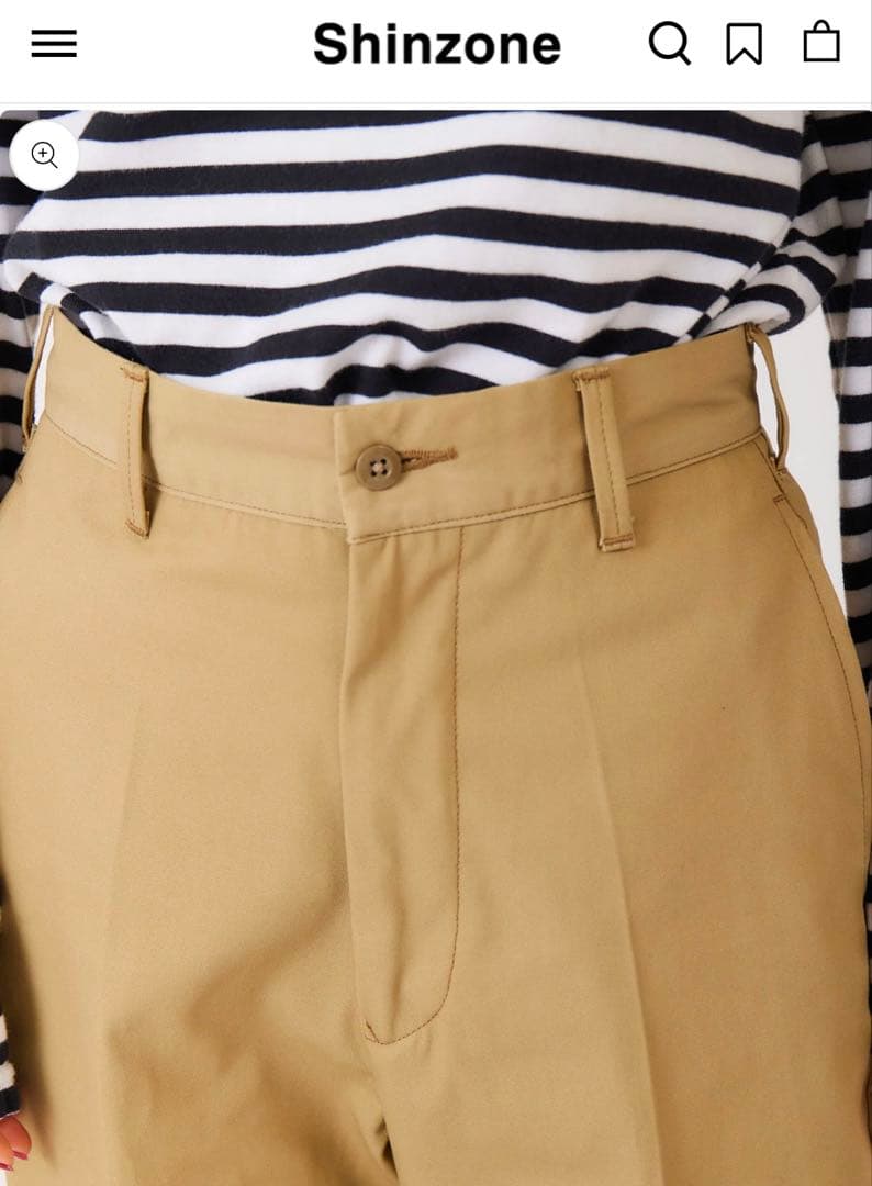 新品　WASHED ハイウエストチノパン　ベージュ　P0