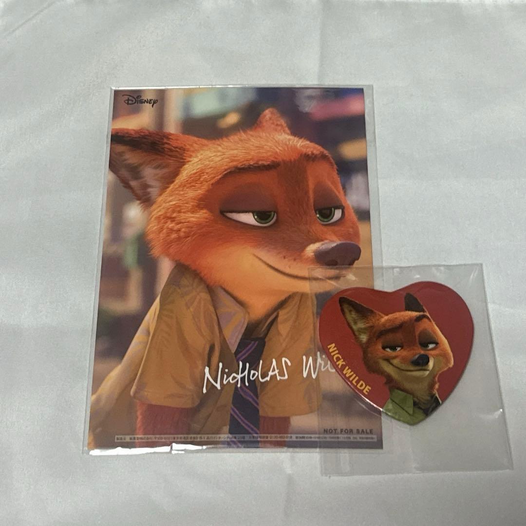 ズートピア　缶バッジ　キディランド　特典　ニックワイルド ニック　非売品