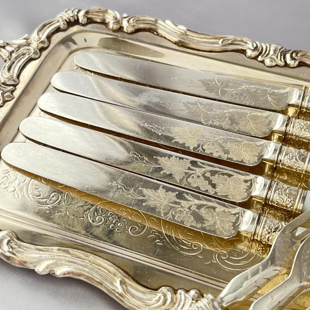 【白蝶貝】パストリーセット10本 マザーオブパール 葡萄と蔦のデコレーション