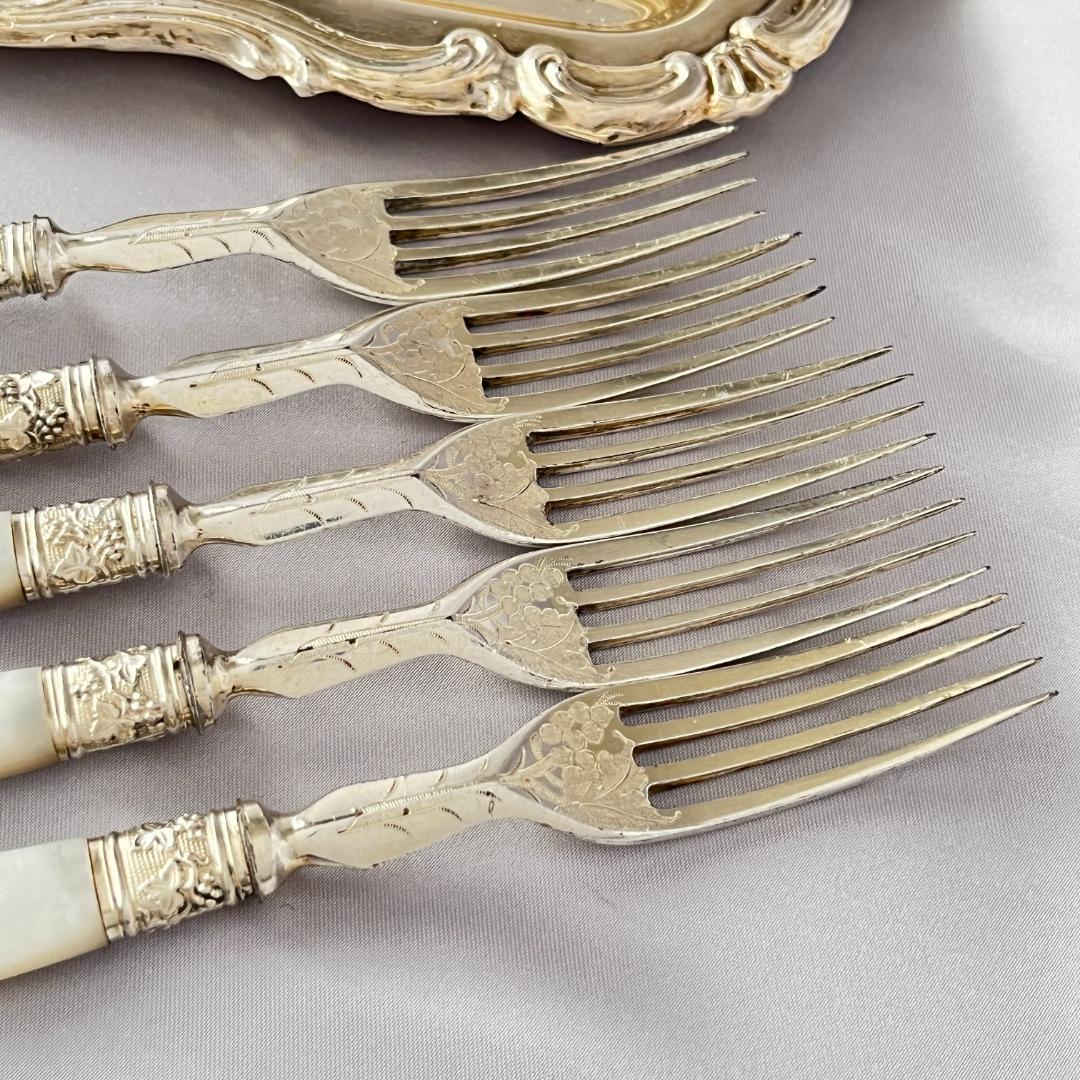 【白蝶貝】パストリーセット10本 マザーオブパール 葡萄と蔦のデコレーション