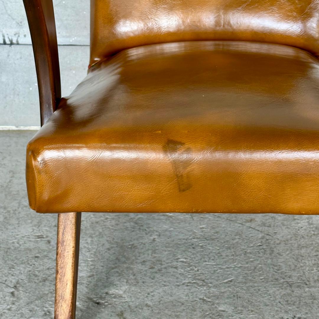✦1960〜1970✦PUレザー張り ラウンジチェア 木製脚　喫茶店　昭和レトロ