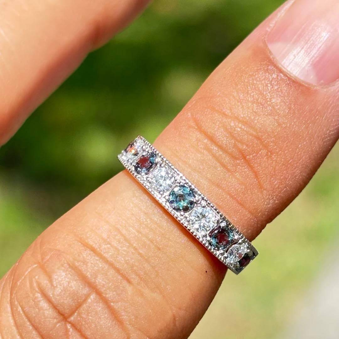 Pt900 アレキサンドライト ダイヤ 計0.76ctリング