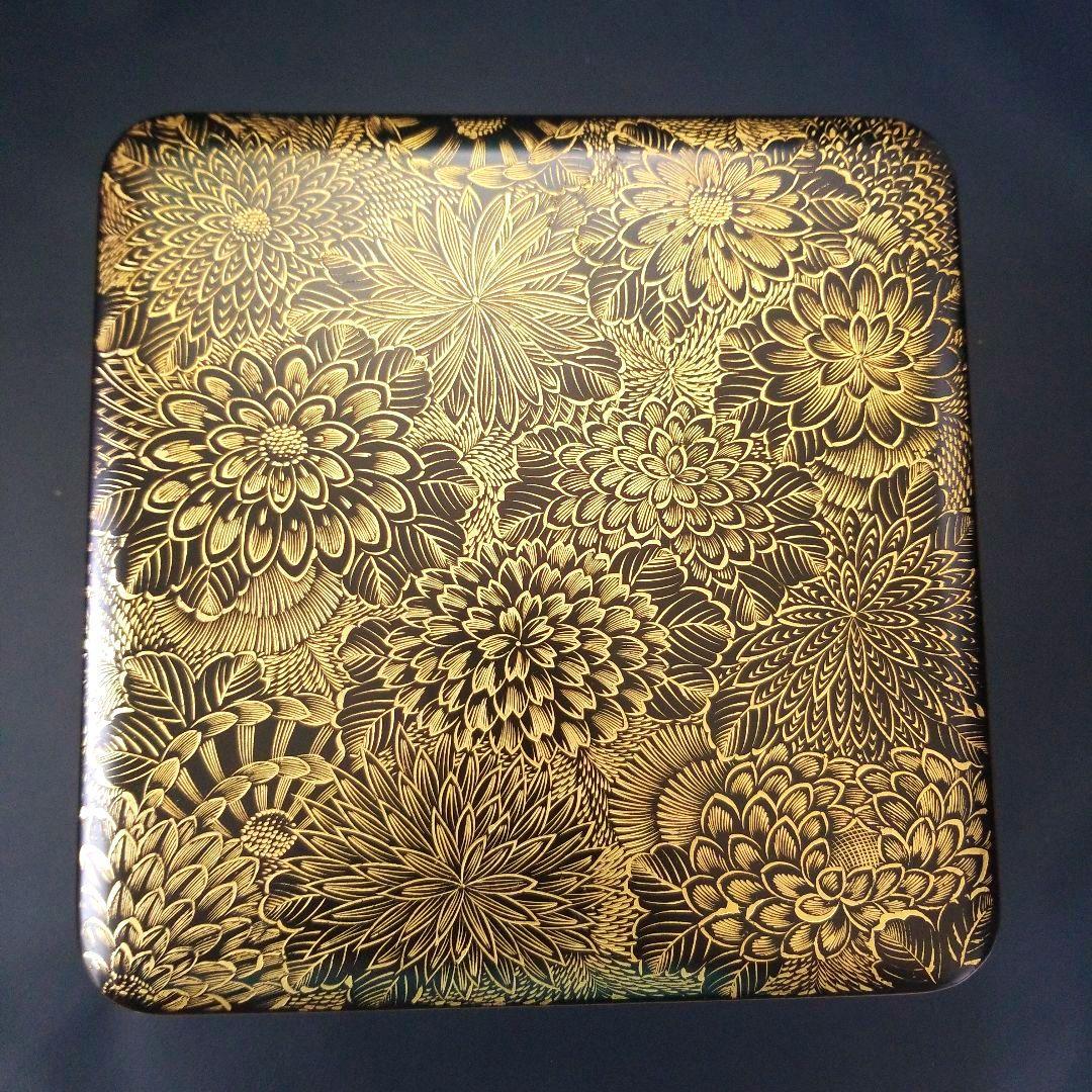 美品 沈金 二段重 総菊詰文 重箱　金蒔絵 漆器　木製　本漆 輪島塗 古美術品